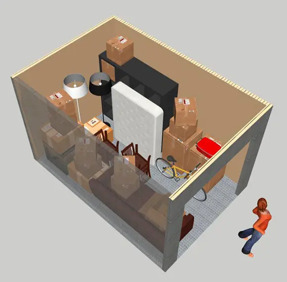 A person is standing in the middle of an isometric room.